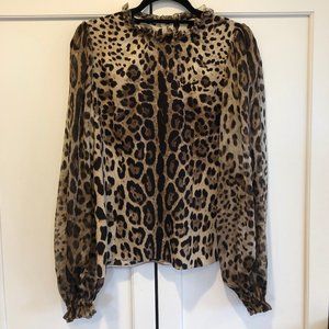 Dolce & Gabbana Silk Leopard Print Blouse (Size 8)